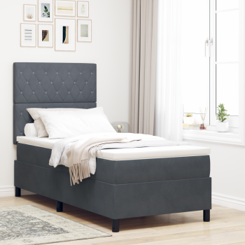 Boxspringbett mit Matratze Dunkelgrau Samt