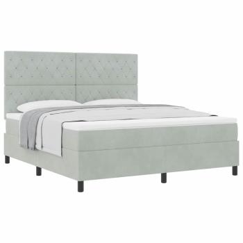 Boxspringbett mit Matratze Hellgrau Samt
