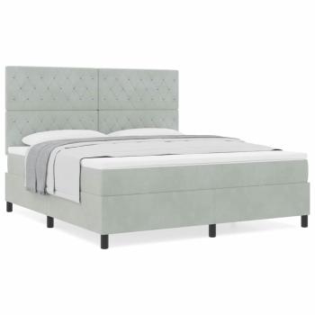 Boxspringbett mit Matratze Hellgrau Samt