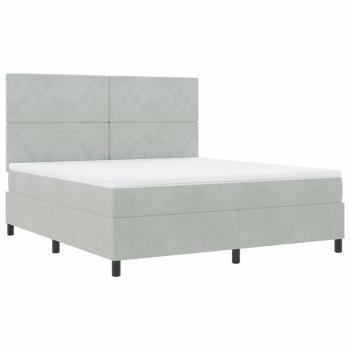 Boxspringbett mit Matratze Hellgrau Samt