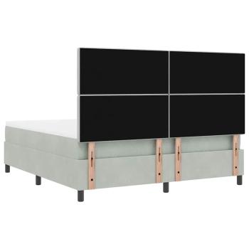 Boxspringbett mit Matratze Hellgrau Samt