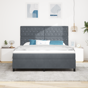 Boxspringbett mit Matratze Dunkelgrau Samt
