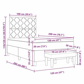 Boxspringbett mit Matratze & Bank Dunkelbraun 120x200 cm Stoff
