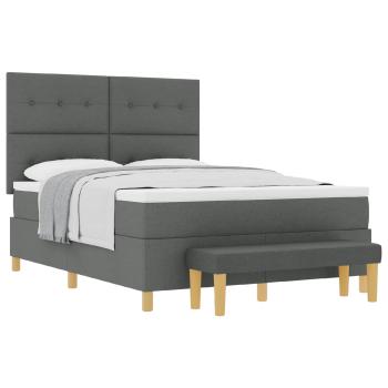 Boxspringbett mit Matratze und Bank Dunkelgrau 160x200 cm Stoff