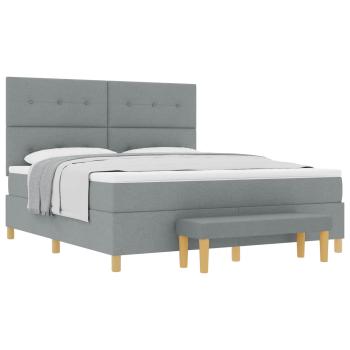 Boxspringbett mit Matratze & Bank Hellgrau 180x200 cm Stoff