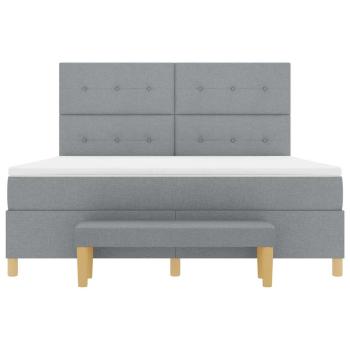 Boxspringbett mit Matratze & Bank Hellgrau 180x200 cm Stoff