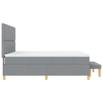 Boxspringbett mit Matratze & Bank Hellgrau 180x200 cm Stoff
