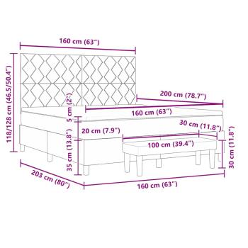 Boxspringbett mit Matratze & Bank Hellgrau 160x200 cm Stoff