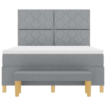 Boxspringbett mit Matratze & Bank Hellgrau 160x200 cm Stoff