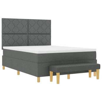 Boxspringbett mit Matratze & Bank Dunkelgrau 160x200 cm Stoff