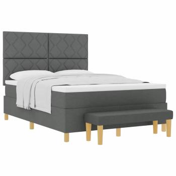 Boxspringbett mit Matratze & Bank Dunkelgrau 160x200 cm Stoff