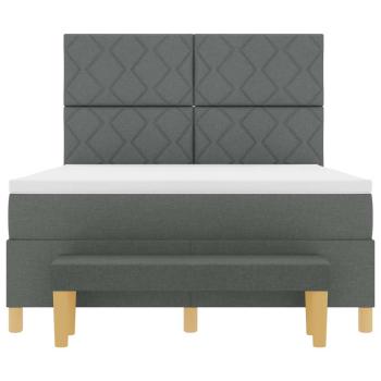 Boxspringbett mit Matratze & Bank Dunkelgrau 160x200 cm Stoff