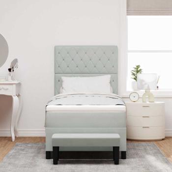 Boxspringbett mit Matratze und Bank Hellgrau 90x190 cm Samt