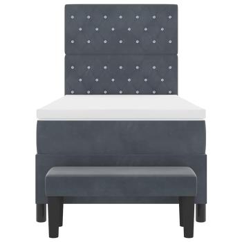Boxspringbett mit Matratze & Bank Dunkelgrau 90x200 cm Samt