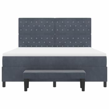 Boxspringbett mit Matratze & Bank Dunkelgrau 180x200 cm Samt