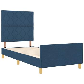 Bettgestell Blau Stoff 100x200 cm