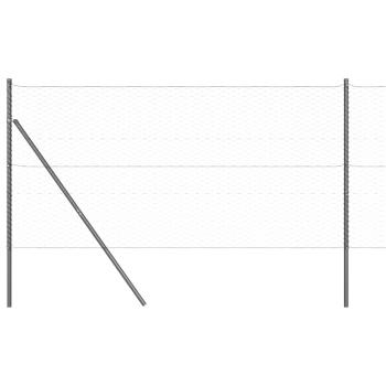 Sechseckzaun mit 13 Pfosten Grau 1x25 m Verzinkter Stahl