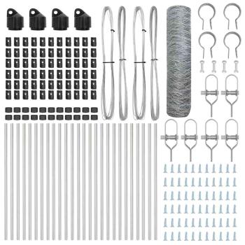 Sechseckzaun 0,8x50 m Verzinkter Stahl, Zaunpfosten 13 Stück Ø32 mm 120 cm Verzinkter Stahl
