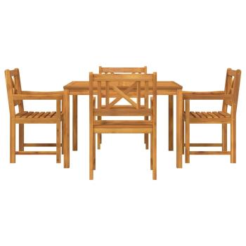 5-teiliges Gartenset Esstisch Massivholz Akazie, Gartenstühle 2 Stück 56x56x90 cm Massivholz Akazie