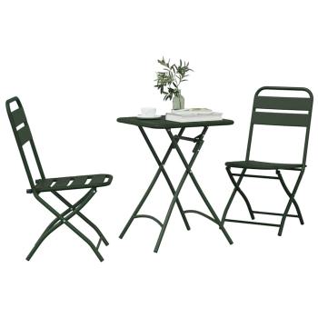 ARDEBO.de - 3-tlg. Bistro-Set Klappbar Dunkelgrün Stahl