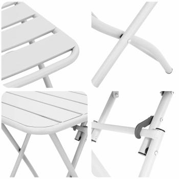 3-tlg. Bistro-Set Klappbar Weiß Stahl