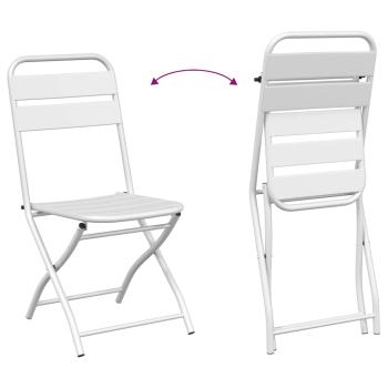 3-tlg. Bistro-Set Klappbar Weiß Stahl