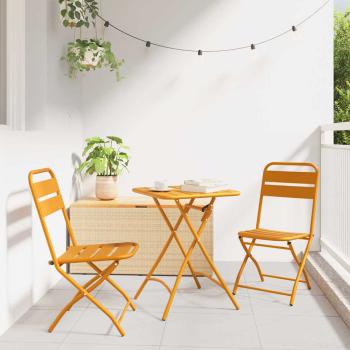ARDEBO.de - 3-tlg. Bistro-Set Klappbar Senfgelb Stahl