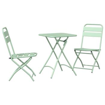 3-tlg. Bistro-Set Klappbar Minzgrün Stahl