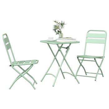 3-tlg. Bistro-Set Klappbar Minzgrün Stahl