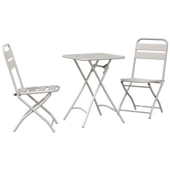 3-tlg. Bistro-Set Klappbar Beige Stahl