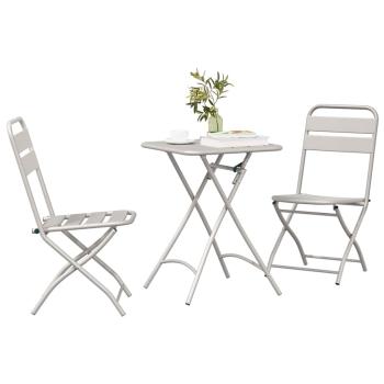 3-tlg. Bistro-Set Klappbar Beige Stahl