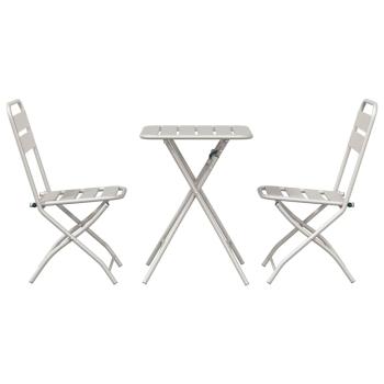 3-tlg. Bistro-Set Klappbar Beige Stahl