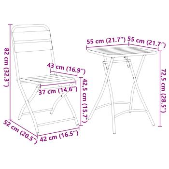 ARDEBO.de - 3-tlg. Bistro-Set Klappbar Anthrazit Stahl