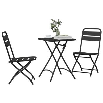 3-tlg. Bistro-Set Klappbar Anthrazit Stahl