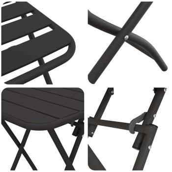 3-tlg. Bistro-Set Klappbar Anthrazit Stahl