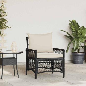 ARDEBO.de - Gartenstuhl mit Kissen Schwarz 60x70x78 cm Poly Rattan
