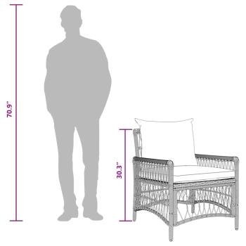 Gartenstuhl mit Kissen Grau Poly Rattan