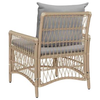 Gartenstuhl mit Kissen Beige 60x70x78 cm Poly Rattan