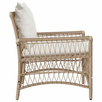 Gartenstuhl mit Kissen Beige 60x70x78 cm Poly Rattan