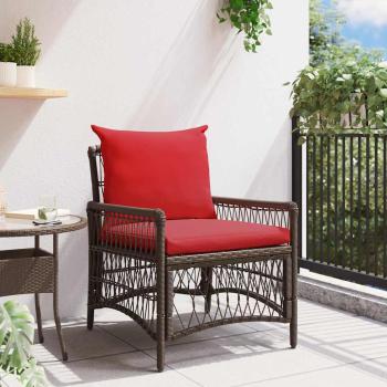 ARDEBO.de - Gartenstuhl mit Kissen Braun 60x70x78 cm Poly Rattan