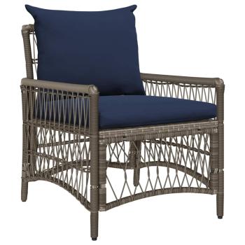 Gartenstuhl mit Kissen Grau 60x70x78 cm Poly Rattan