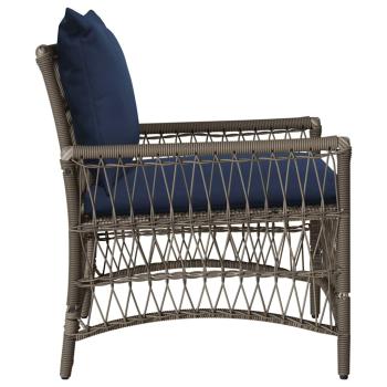Gartenstuhl mit Kissen Grau 60x70x78 cm Poly Rattan