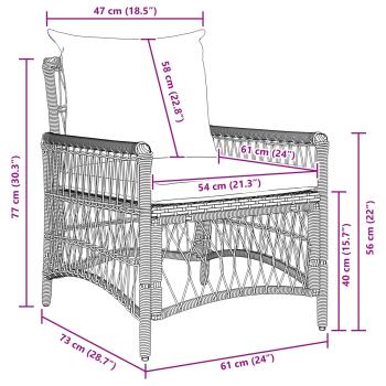 Gartenstuhl mit Kissen Schwarz 60x70x78 cm Poly Rattan