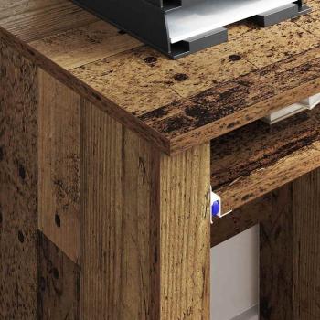 Brauner Computertisch Altholz Spanplatte, Metall Standard Rollen