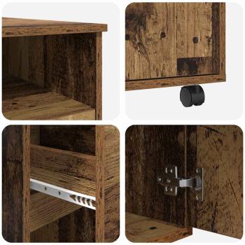 Brauner Computertisch Altholz Spanplatte, Metall Standard Rollen