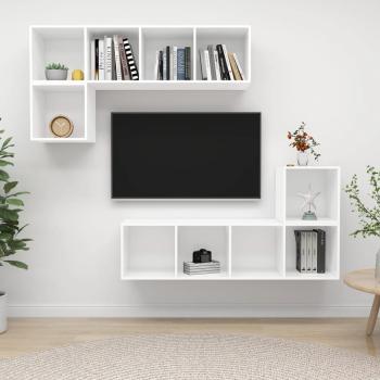 ARDEBO.de - 4-tlg. TV-Schrank-Set Weiß Holzwerkstoff