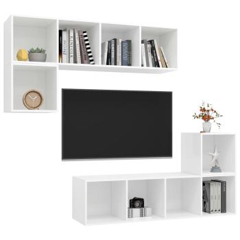 4-tlg. TV-Schrank-Set Weiß Holzwerkstoff
