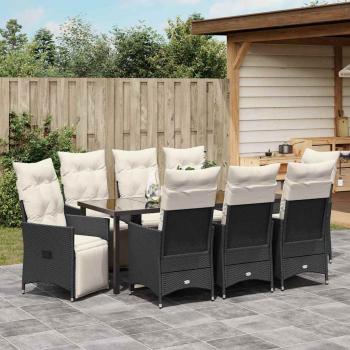 Garten Essgruppe 9 stk. Schwarz Poly-Rattan
