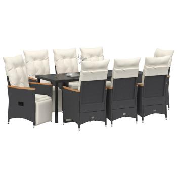 Garten Essgruppe 9 stk. Schwarz Poly-Rattan