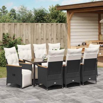 Garten Essgruppe 9 stk. Schwarz Poly-Rattan